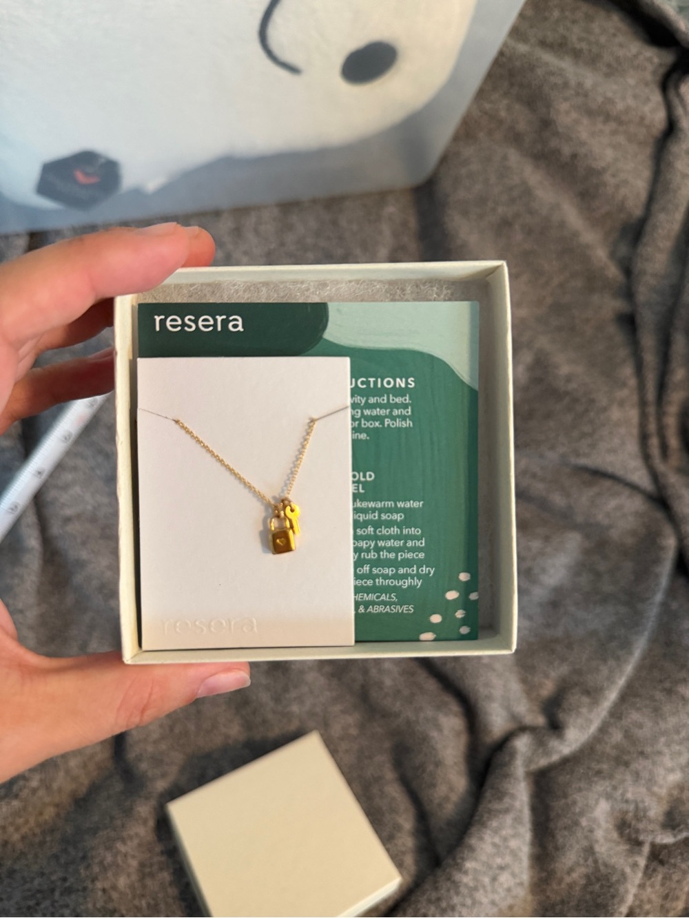 Resera Gold Padlock Charm Necklace for Women